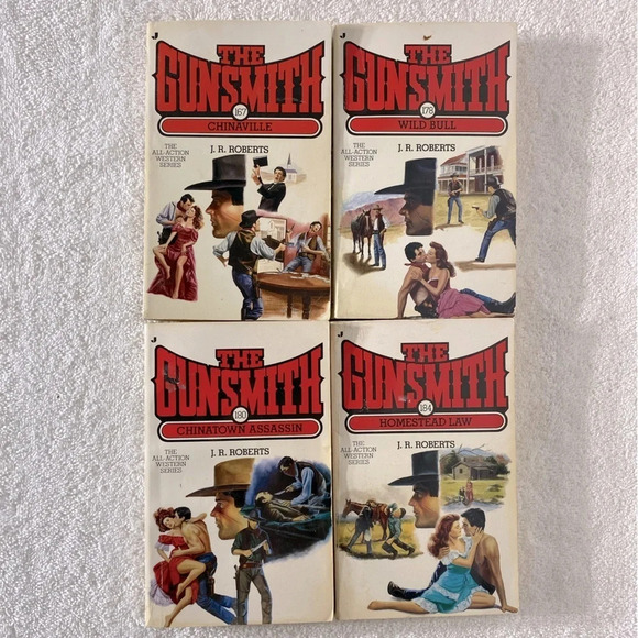 Vintage The Gunsmith All Action Western Romance Novel x4 - Picture 1 of 14